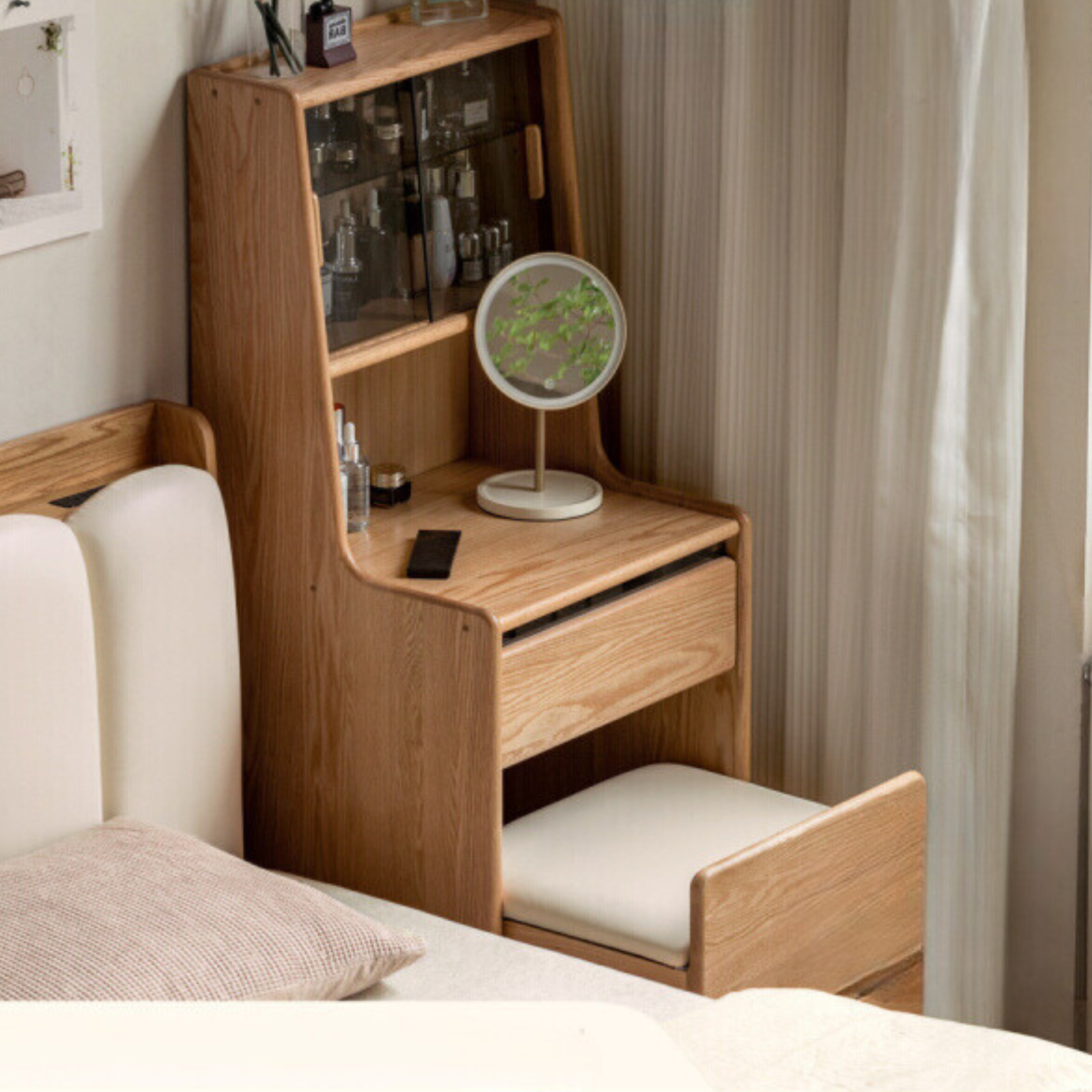 Oak Solid Wood Modern simple bedside dressing table