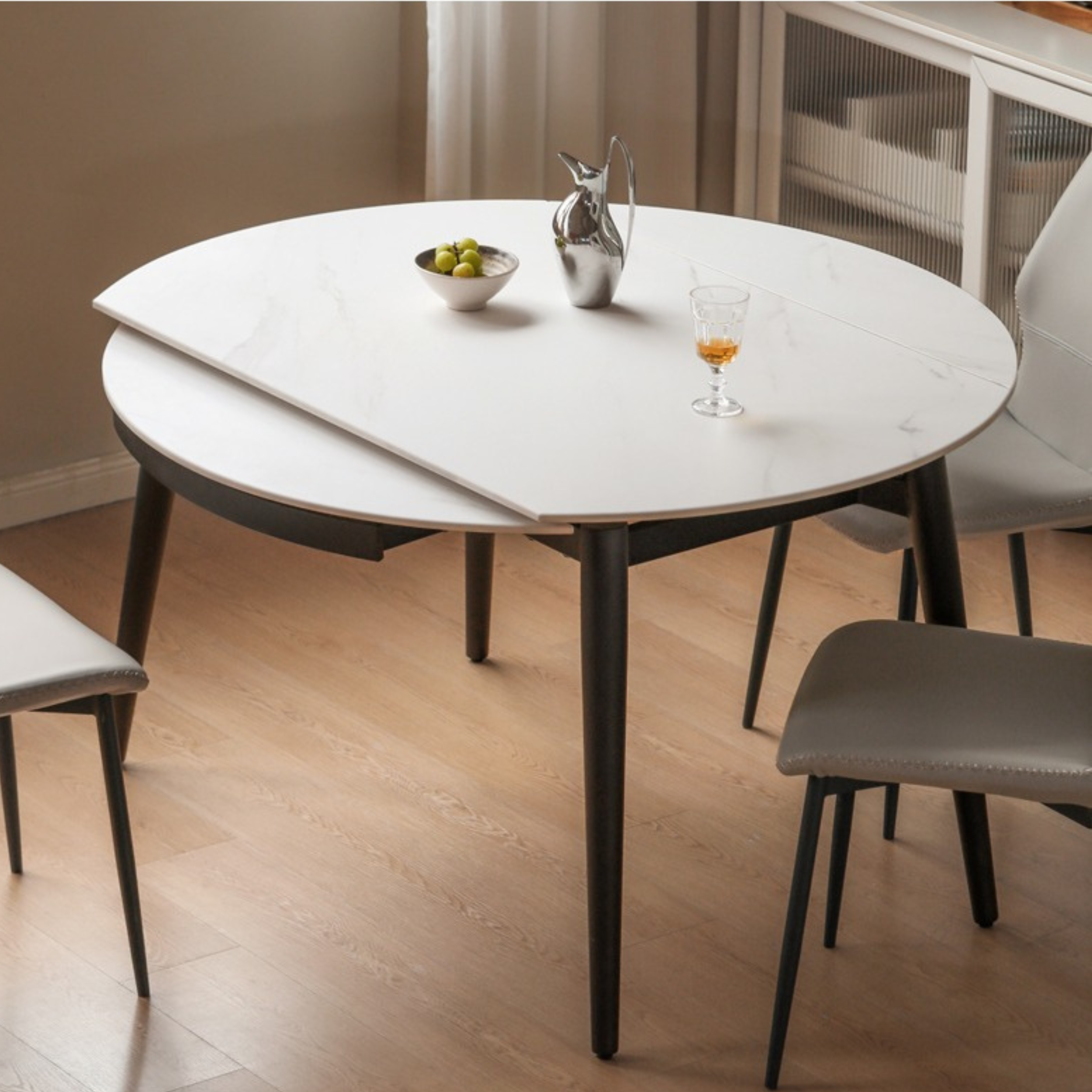 Folding Rock Table Metal Legs Light Luxury Round dining table