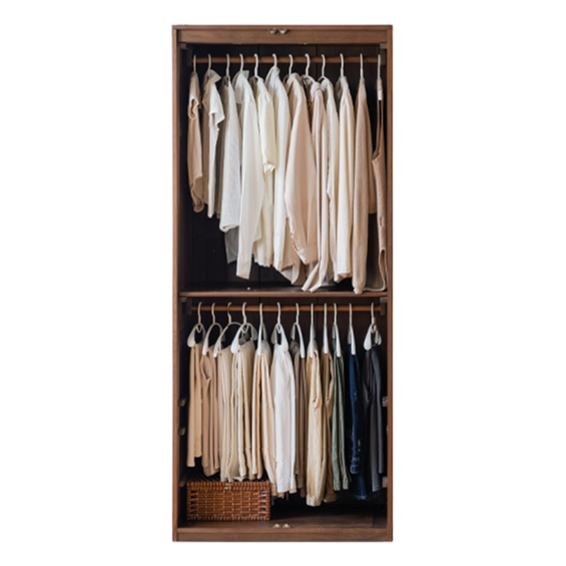 Black Walnut Solid Wood French Retro Wardrobe.