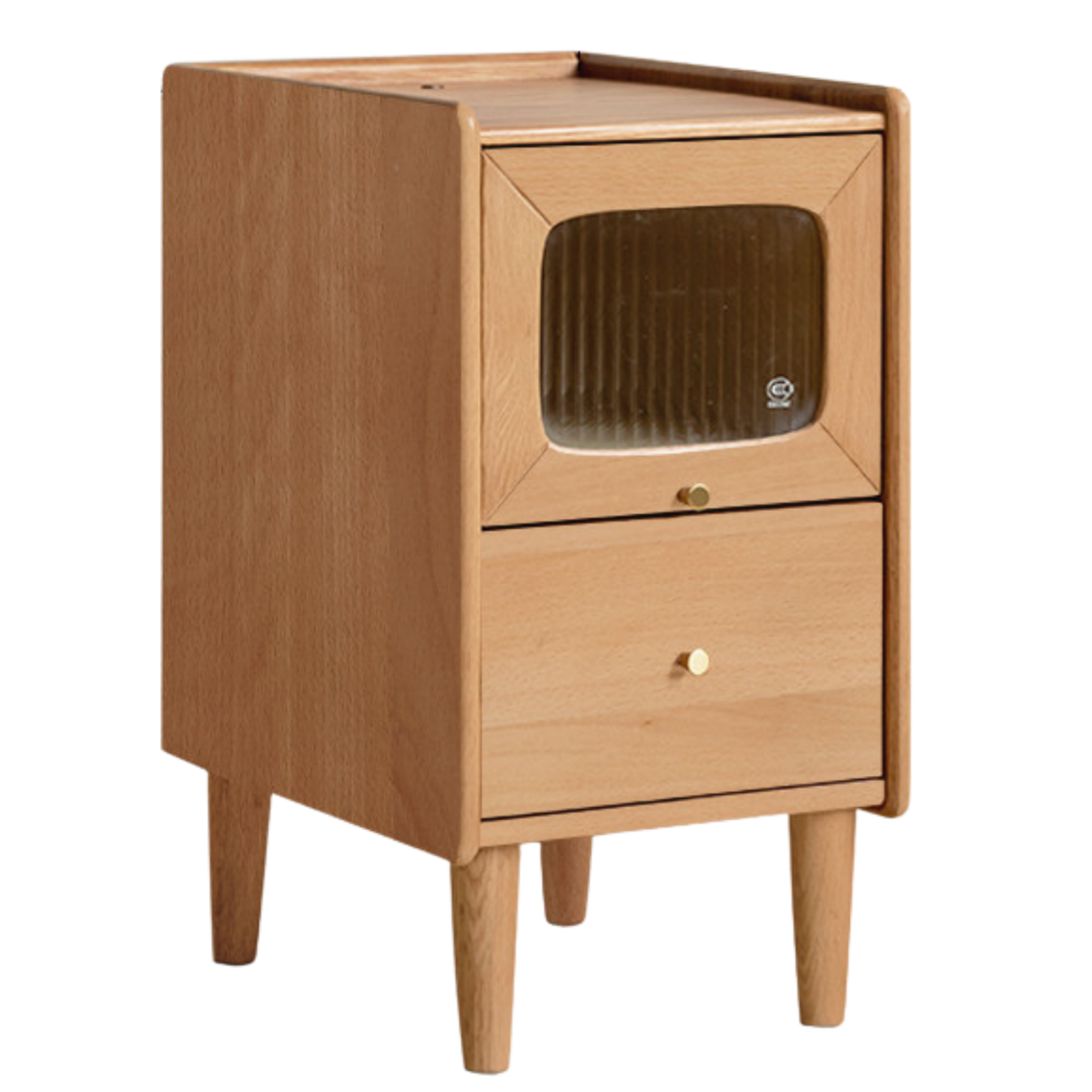 Oak, Beech Solid Wood Nightstand With Light
