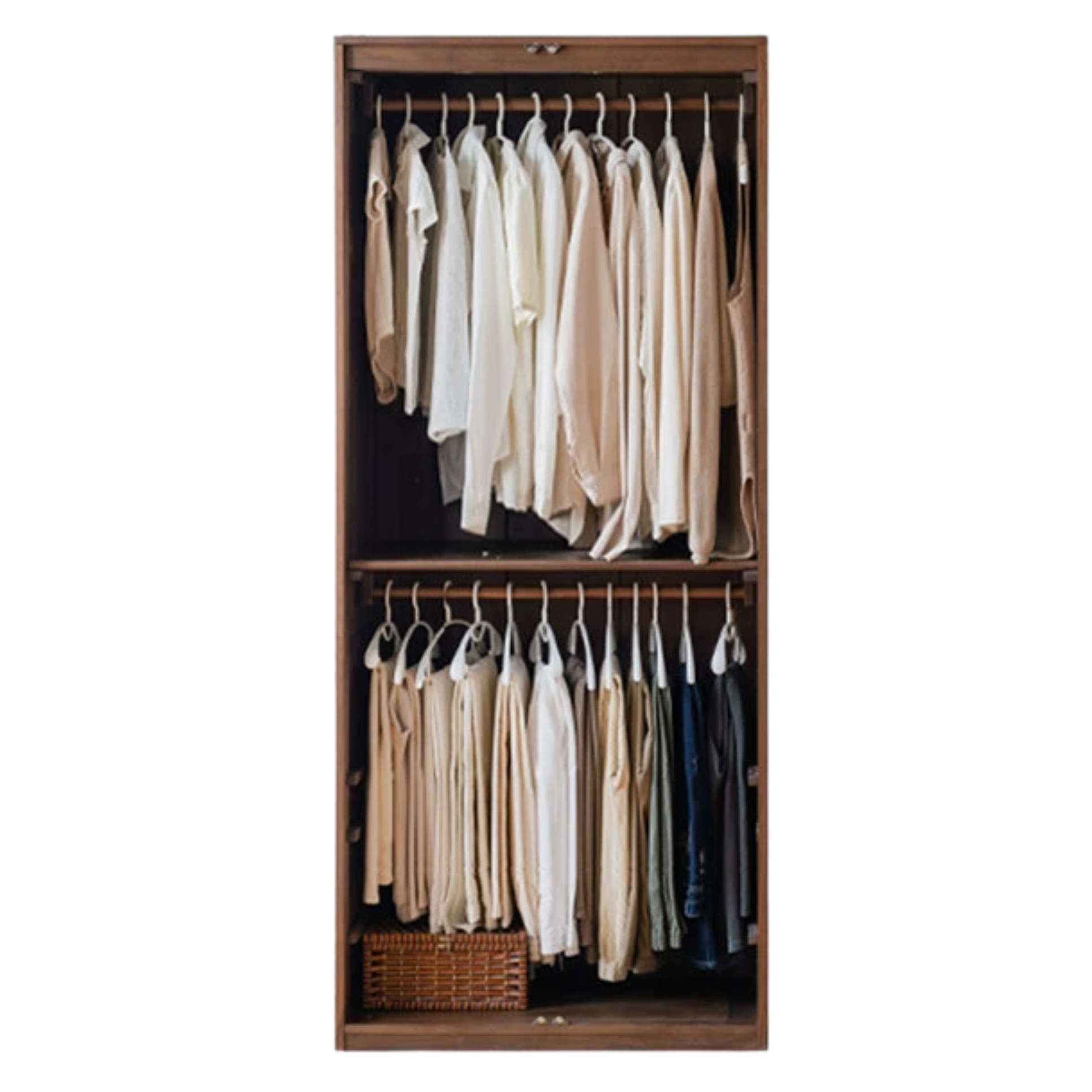 Black Walnut Solid Wood Wardrobe In Vintage Style