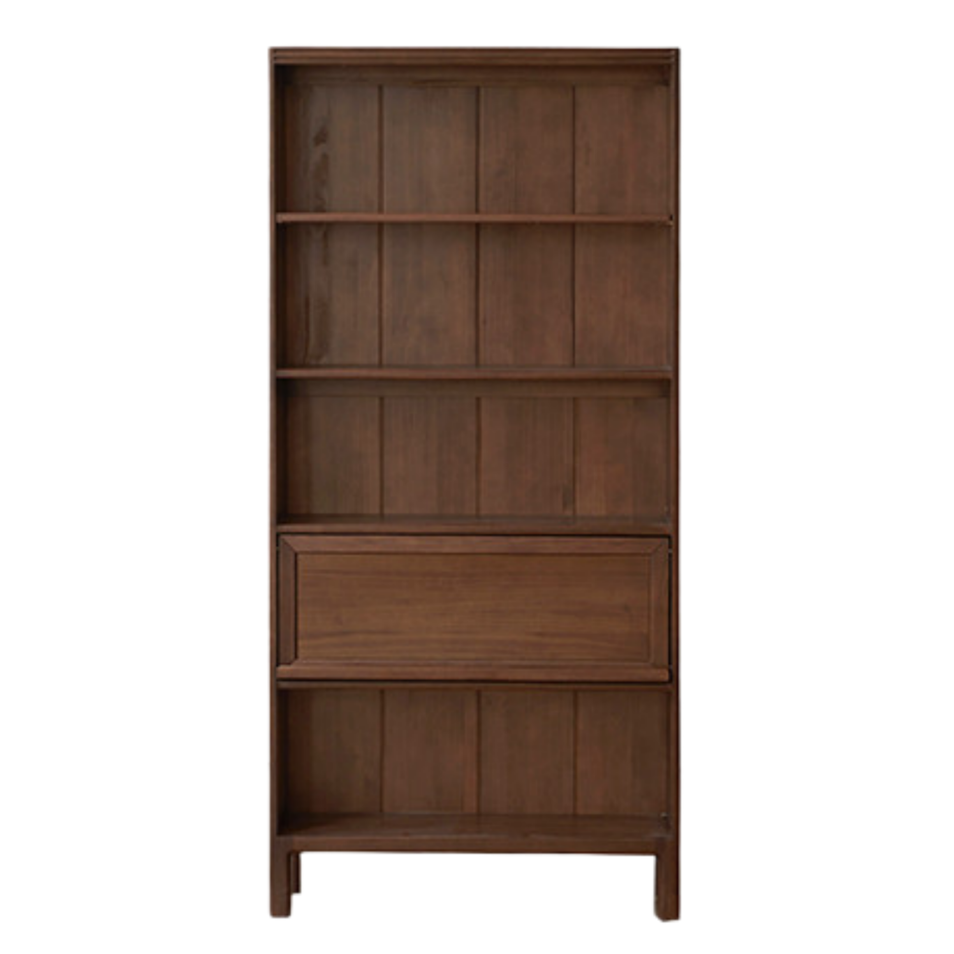 Black Walnut, Oak Solid Wood Nordic Bookcase with Glass Door