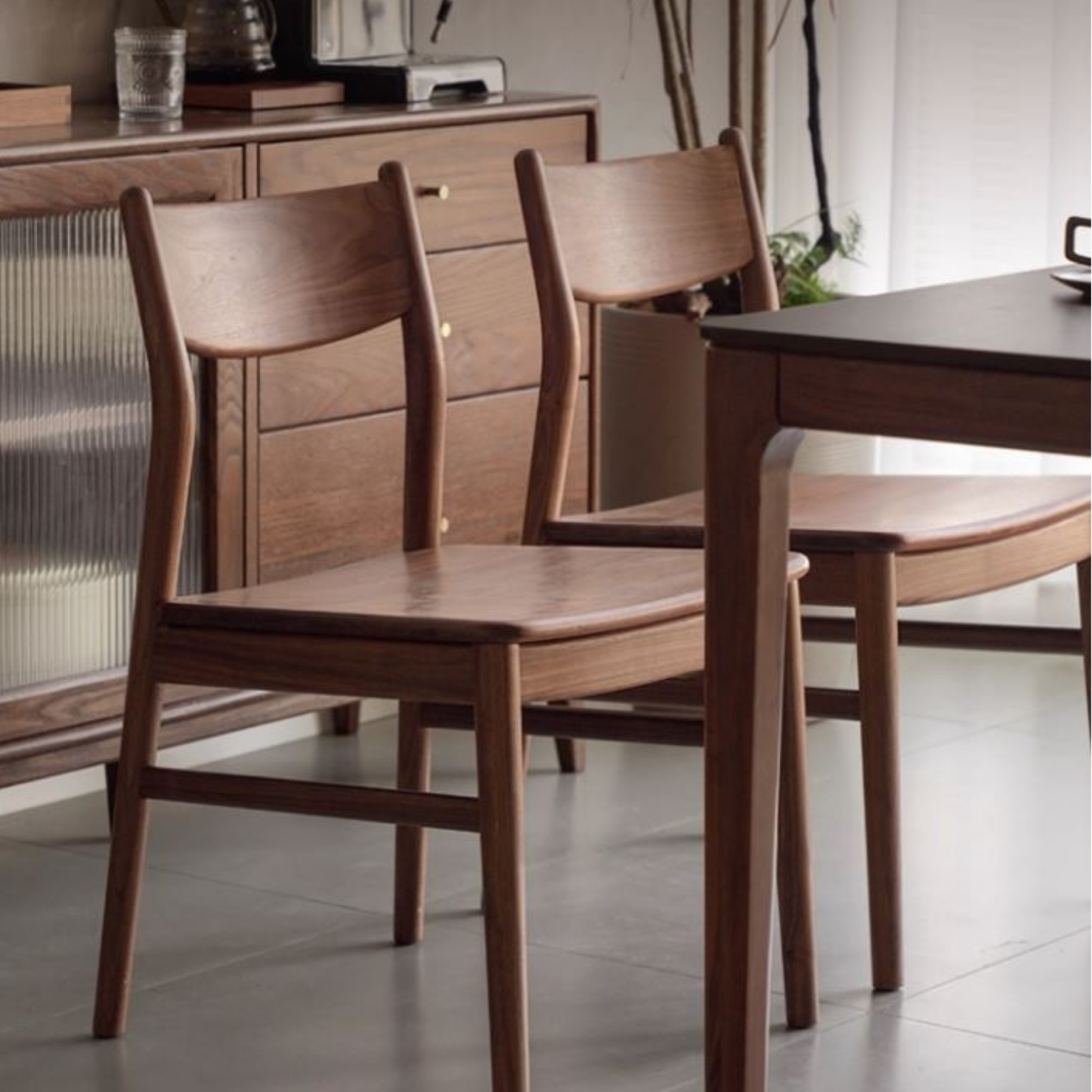 Set pcs 4 Black Walnut, Ash, Oak, Beech, Sandalwood, White Oak Solid Wood Dining Chair
