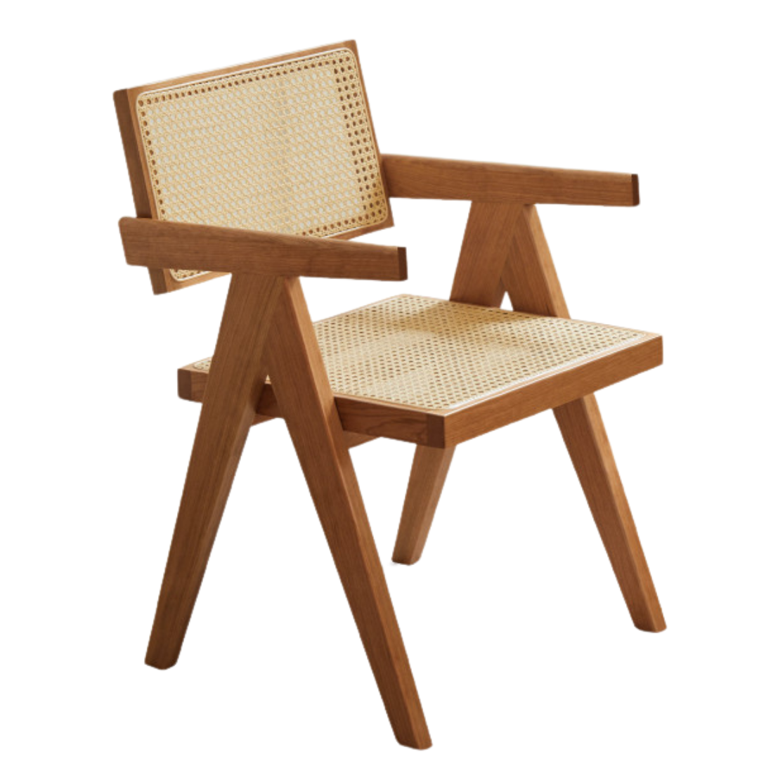 Ash, Oak, Cherry Solid wood Retro Rattan chair: