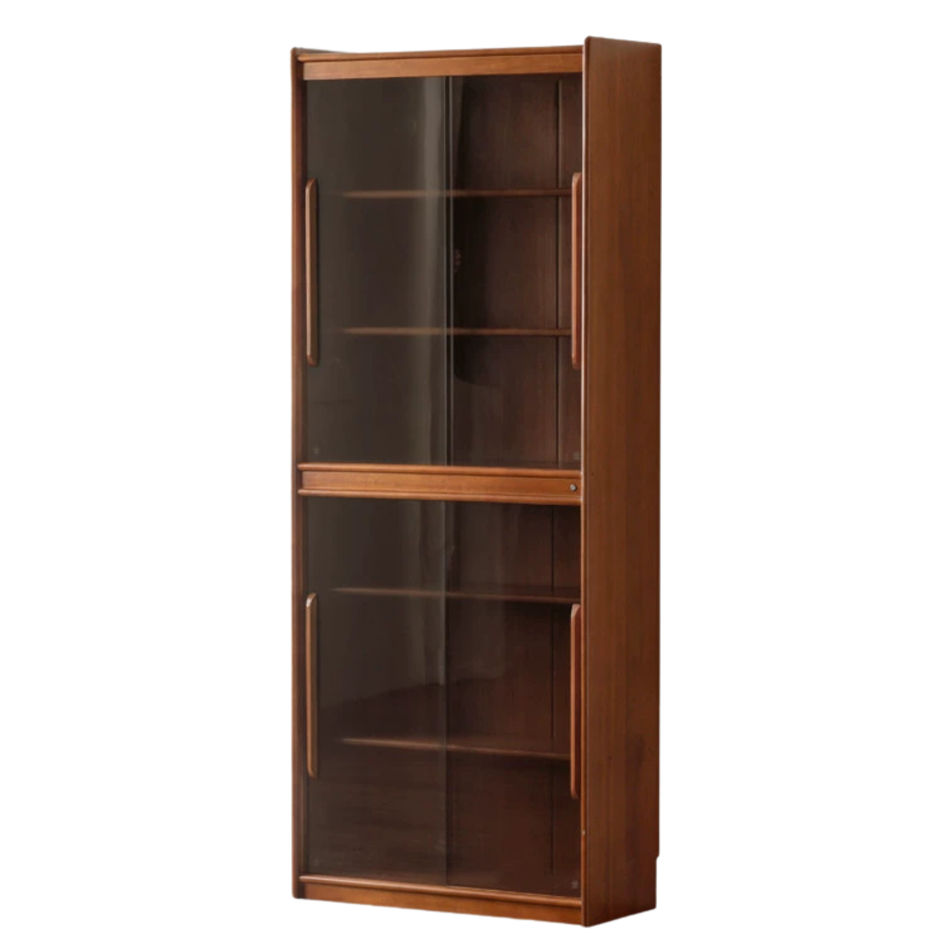 Poplar Solid Wood Vintage Style Glass Bookcase