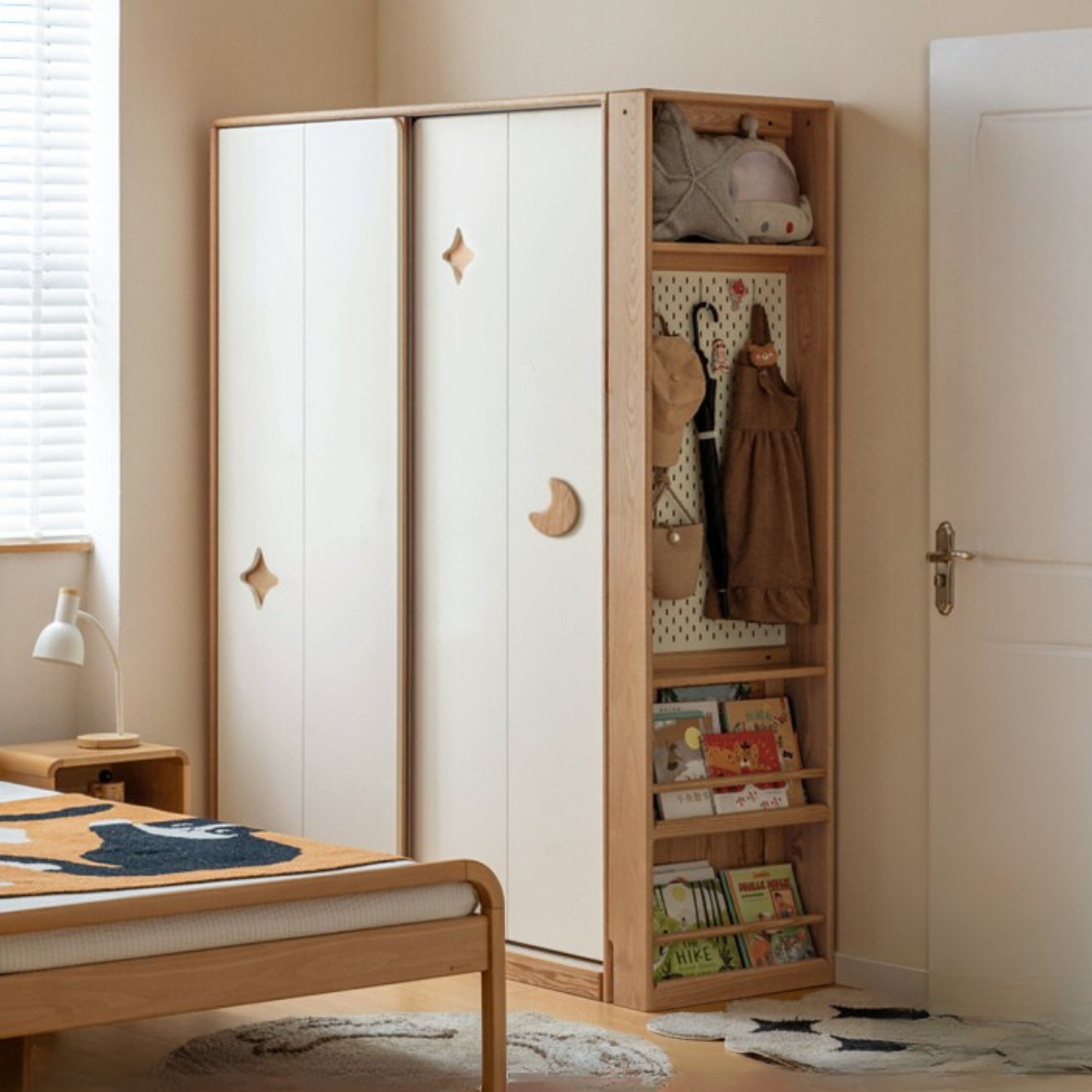 Oak Solid Wood Modern Children's Wardrobe