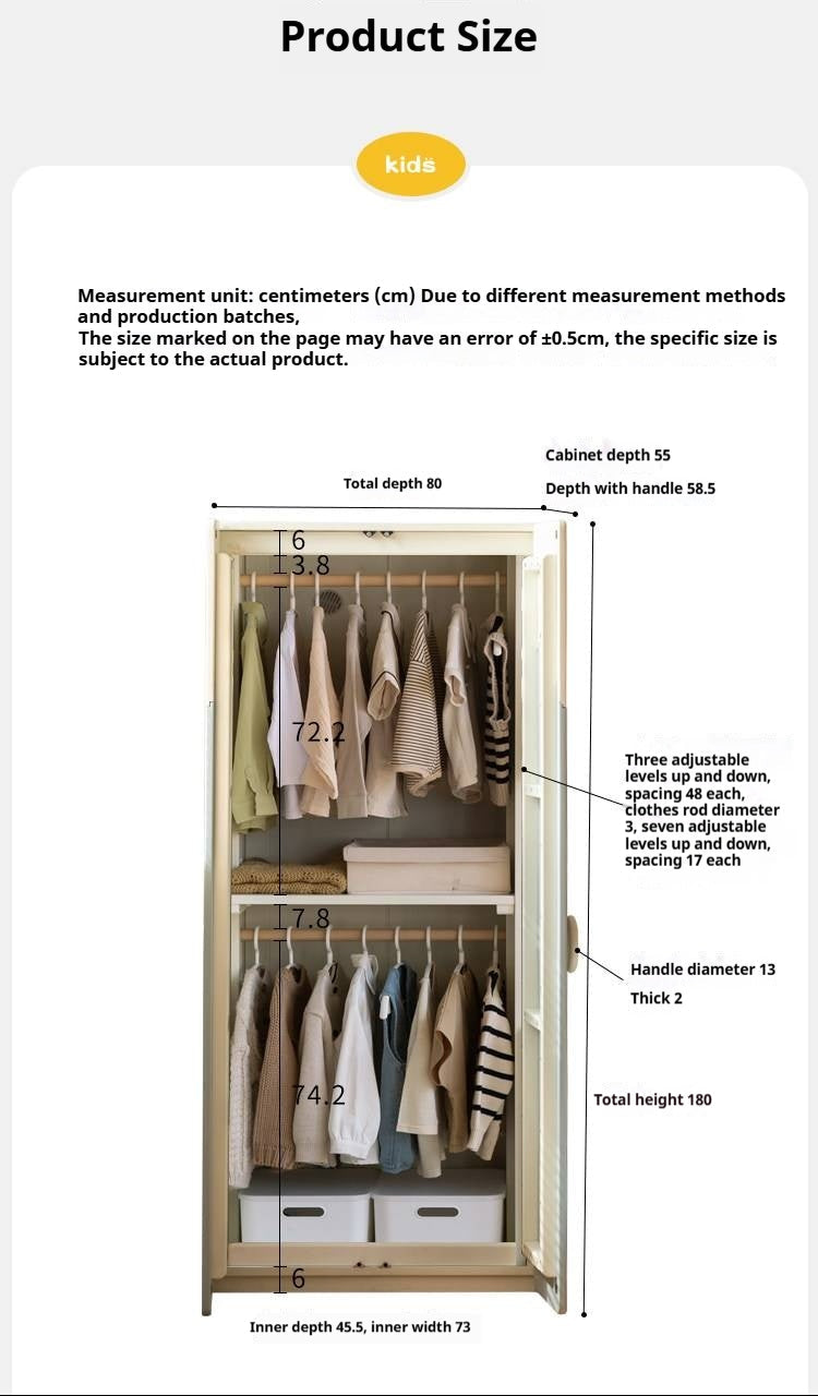 Solid Rubberwood Kids Wardrobe