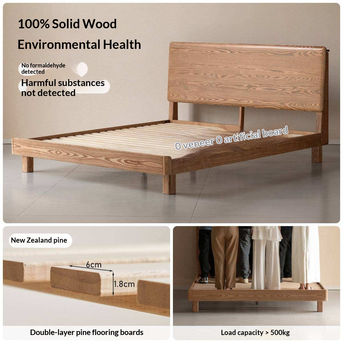 Ash Solid Wood Modern Multifunctional Night Light Bed Light Walnut Color