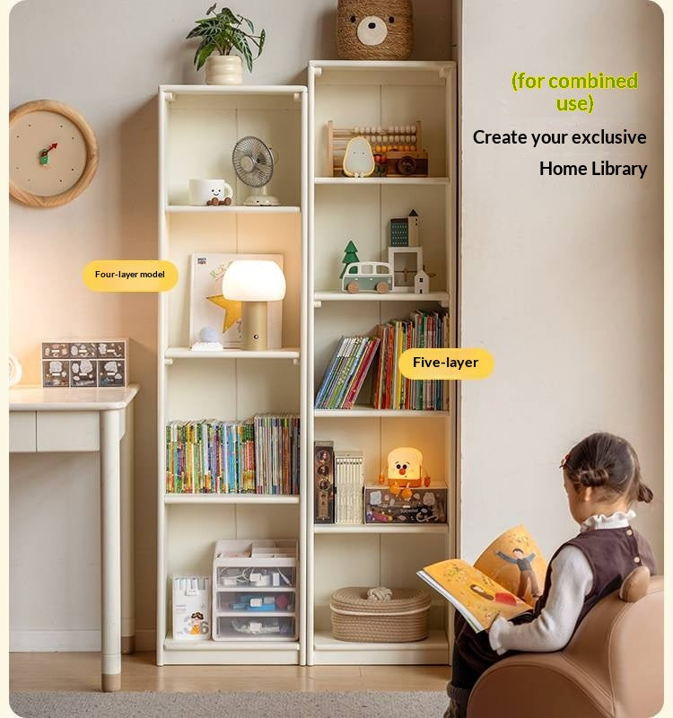Oak, Beech Solid Wood, Solid RubberWood Kids Corner Bookcase, Narrow Floor-to-Wall Storage