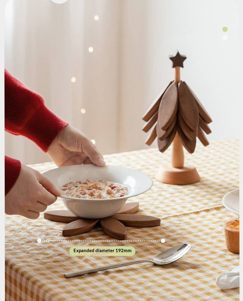 Black Walnut, Beech, Ebony Solid Wood Anti-Scalding Kitchen Mat with Heat Insulation