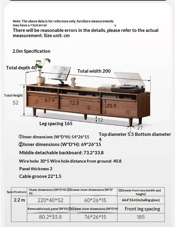 Black Walnut Solid Wood Modern TV Cabinet Locker Integrated.