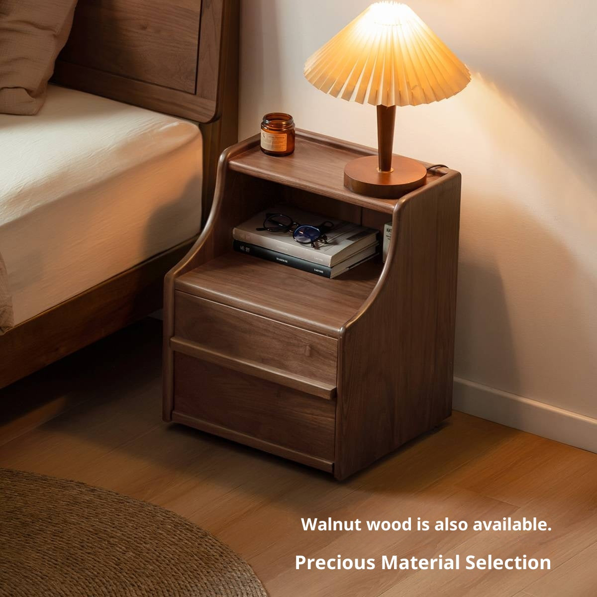 Poplar Solid Wood Movable Bauhaus Style Nightstand