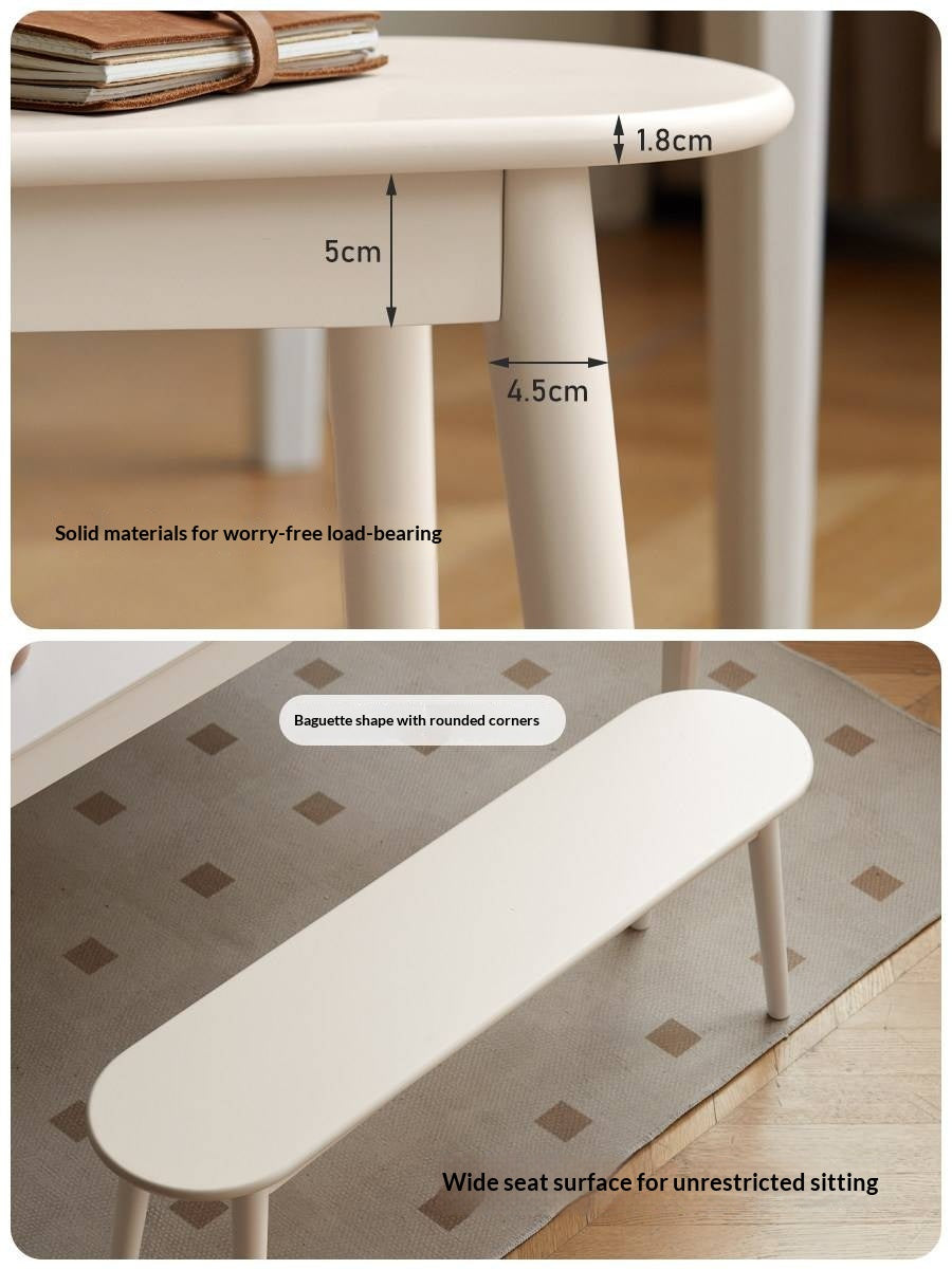 Solid Rubberwood French Cream Style  Long Bench