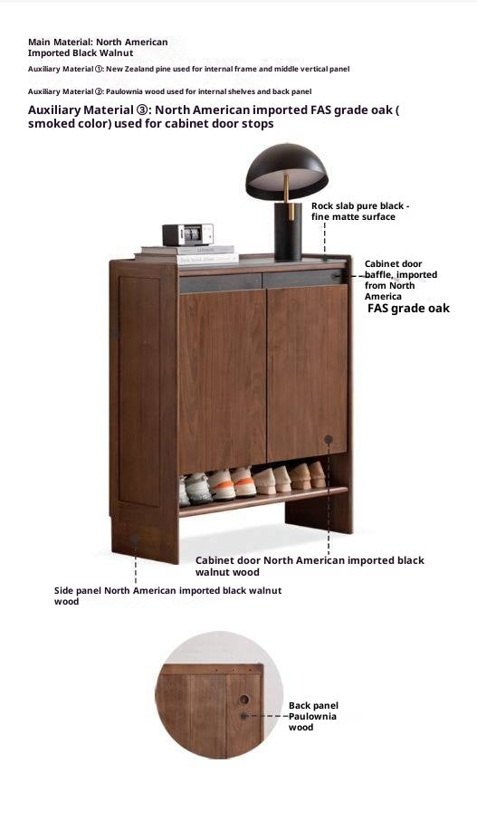 Black Walnut, Oak Solid Wood Italian Style Light Luxury Shoe Cabinet