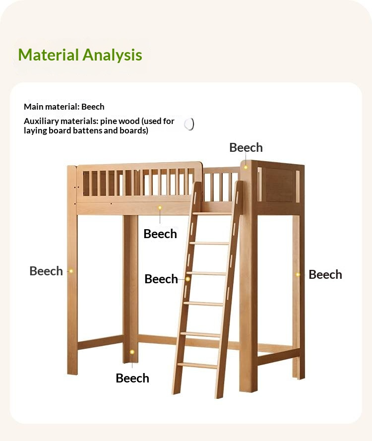 Beech Solid Wood Children's Loft Bed