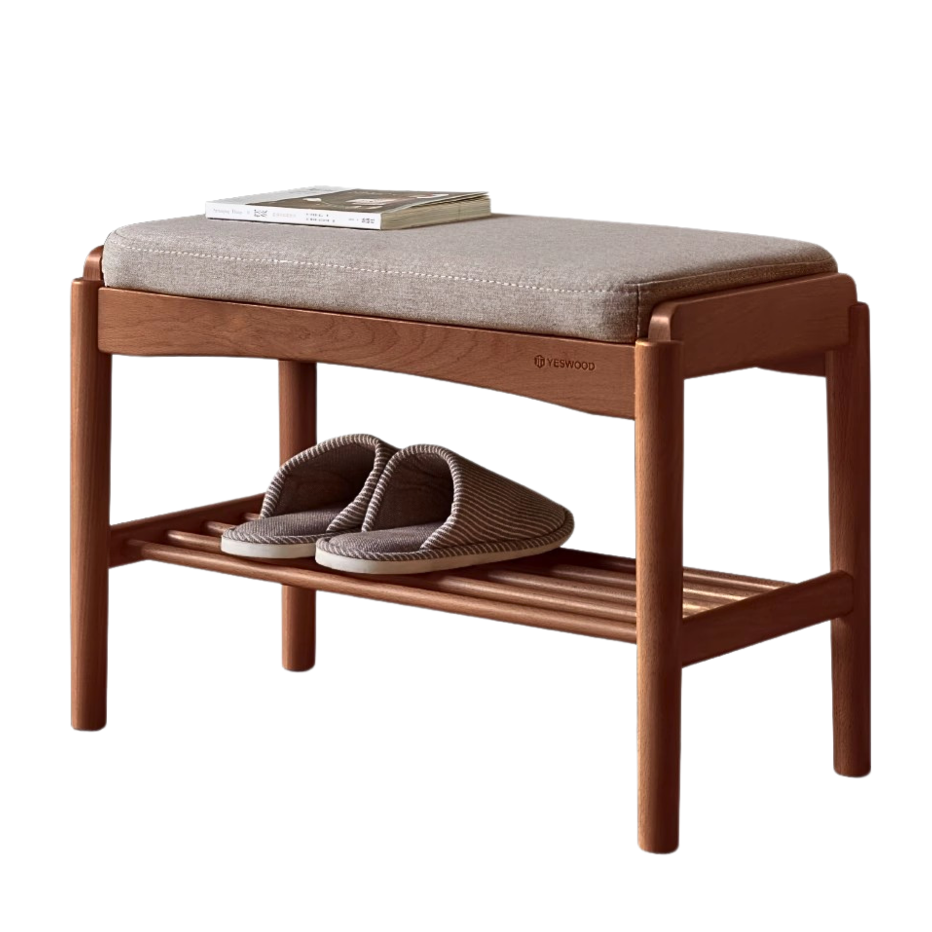 Beech, Cherry, Back walnut, Oak solid wood Shoe Storage Bench: