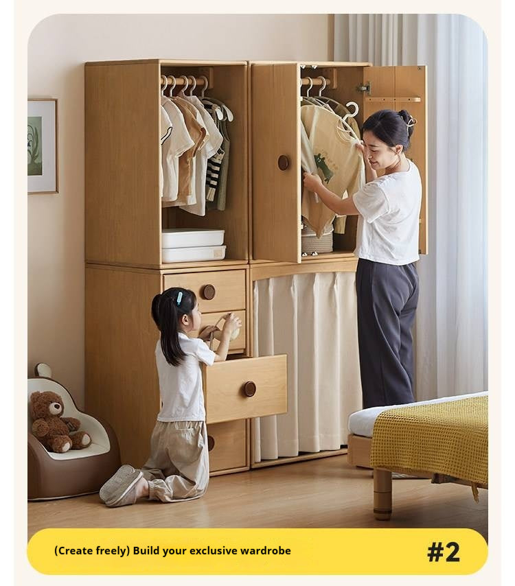 Solid Rubberwood Children's Wardrobe