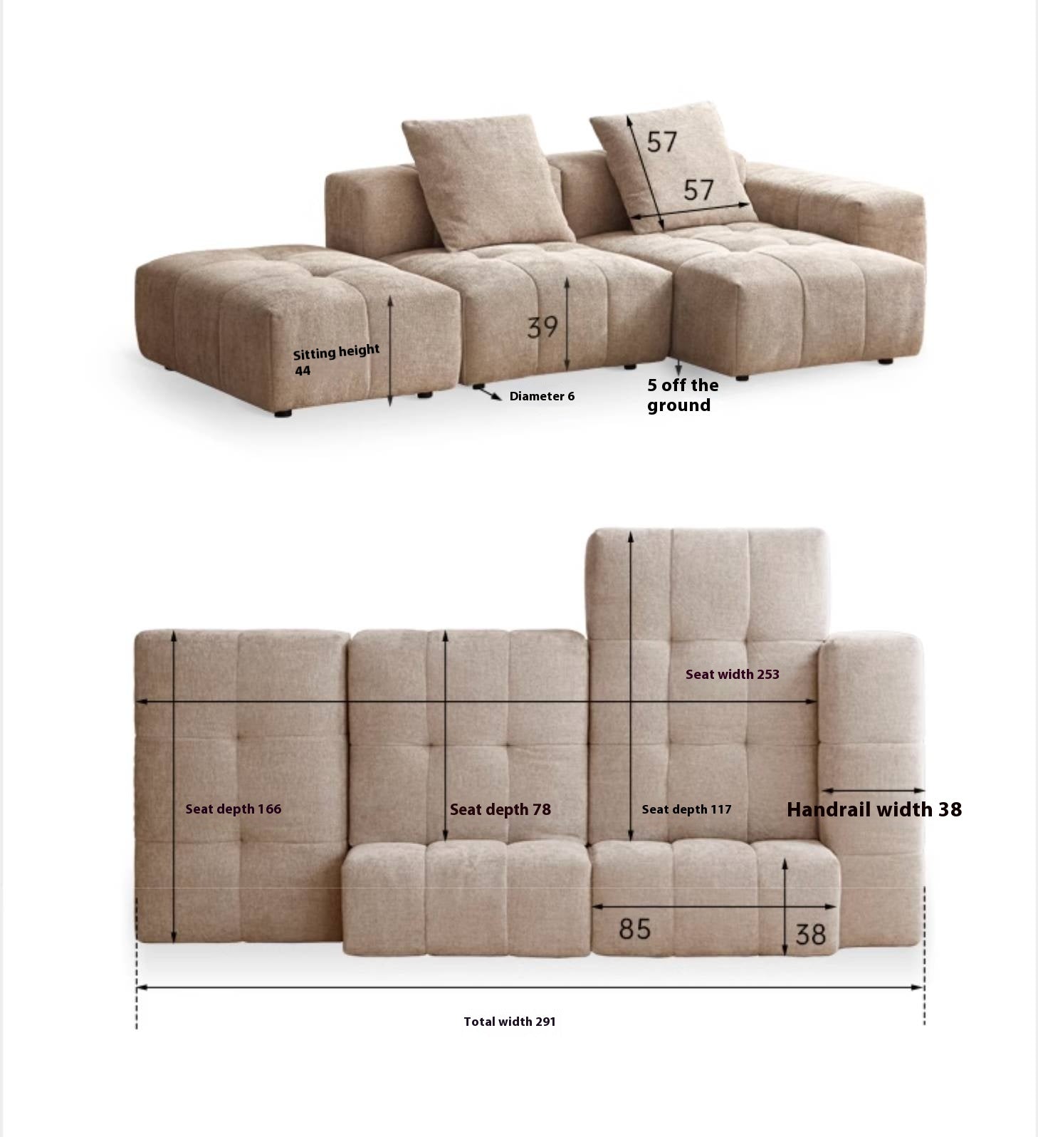 Modular Chenille Sofa – Modern Casual Free-Combination Sectional