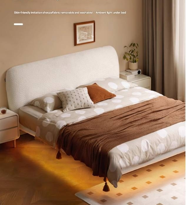 Fabric Soft Luminous White Suspension Imitation Lamb Fleece Bed