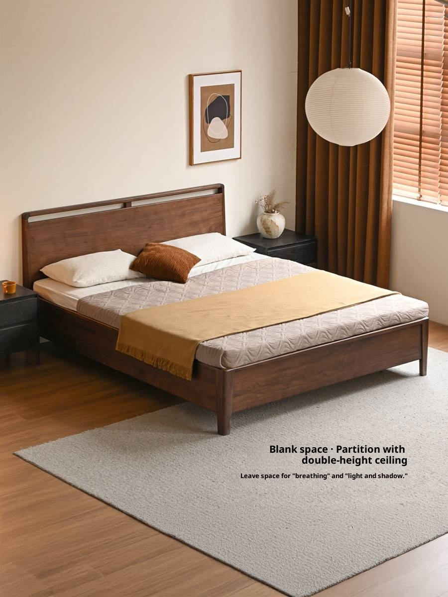 Black Walnut Solid Wood Light Luxury Box Bed