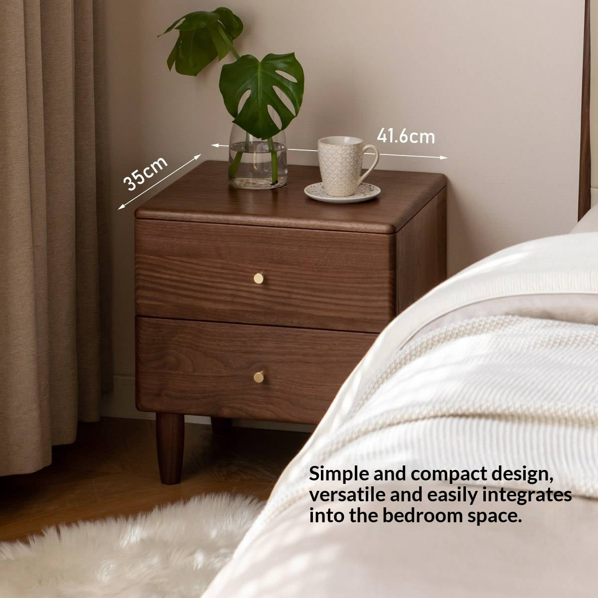 Black Walnut Solid Wood Italian Light Luxury Style Nightstand