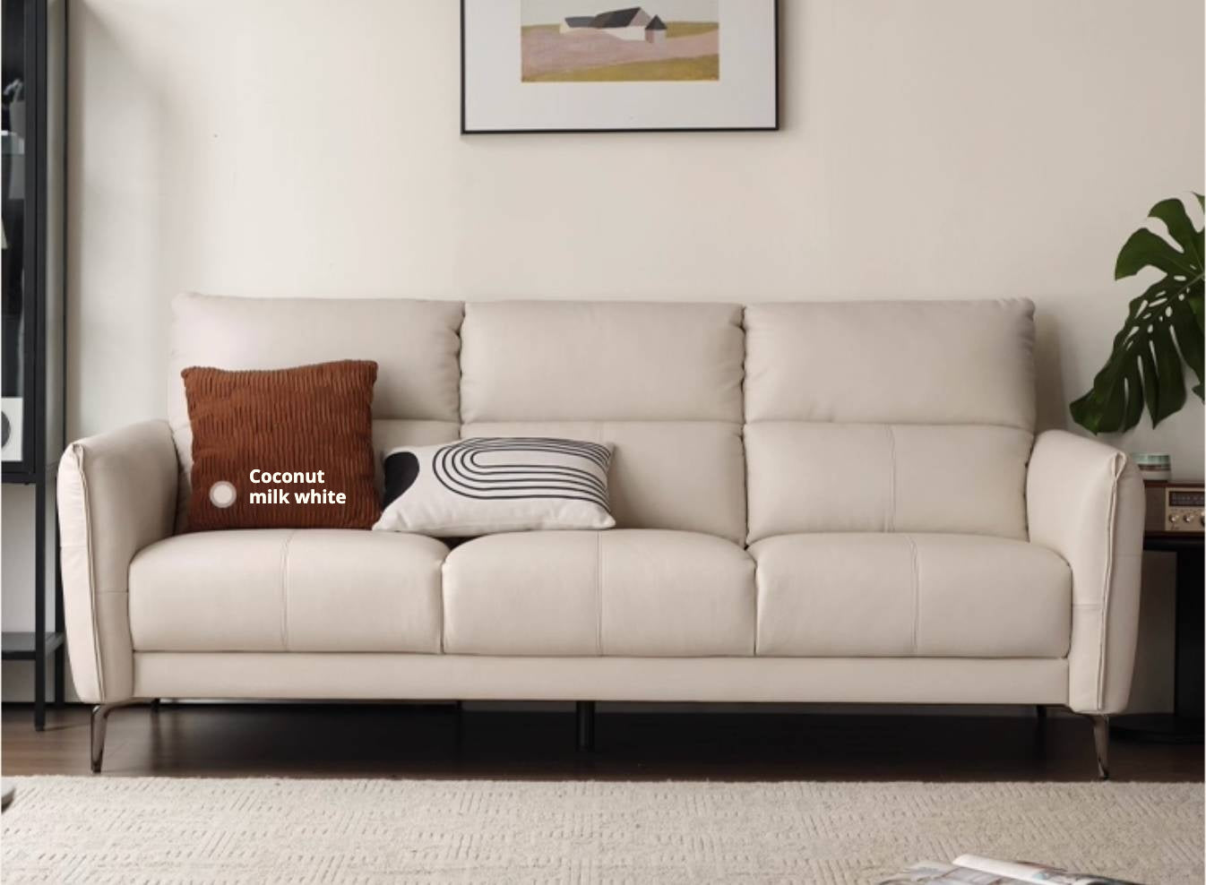 Genuine Leather High-Back Modern Sofa