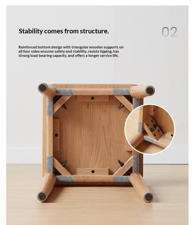4 pcs -Oak Solid Wood Square Stool