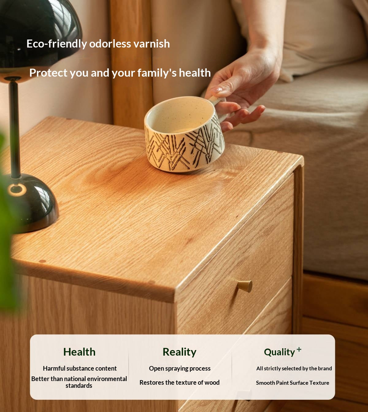 Beech, Oak, Solid RubberWood, Ash solid wood Nightstand