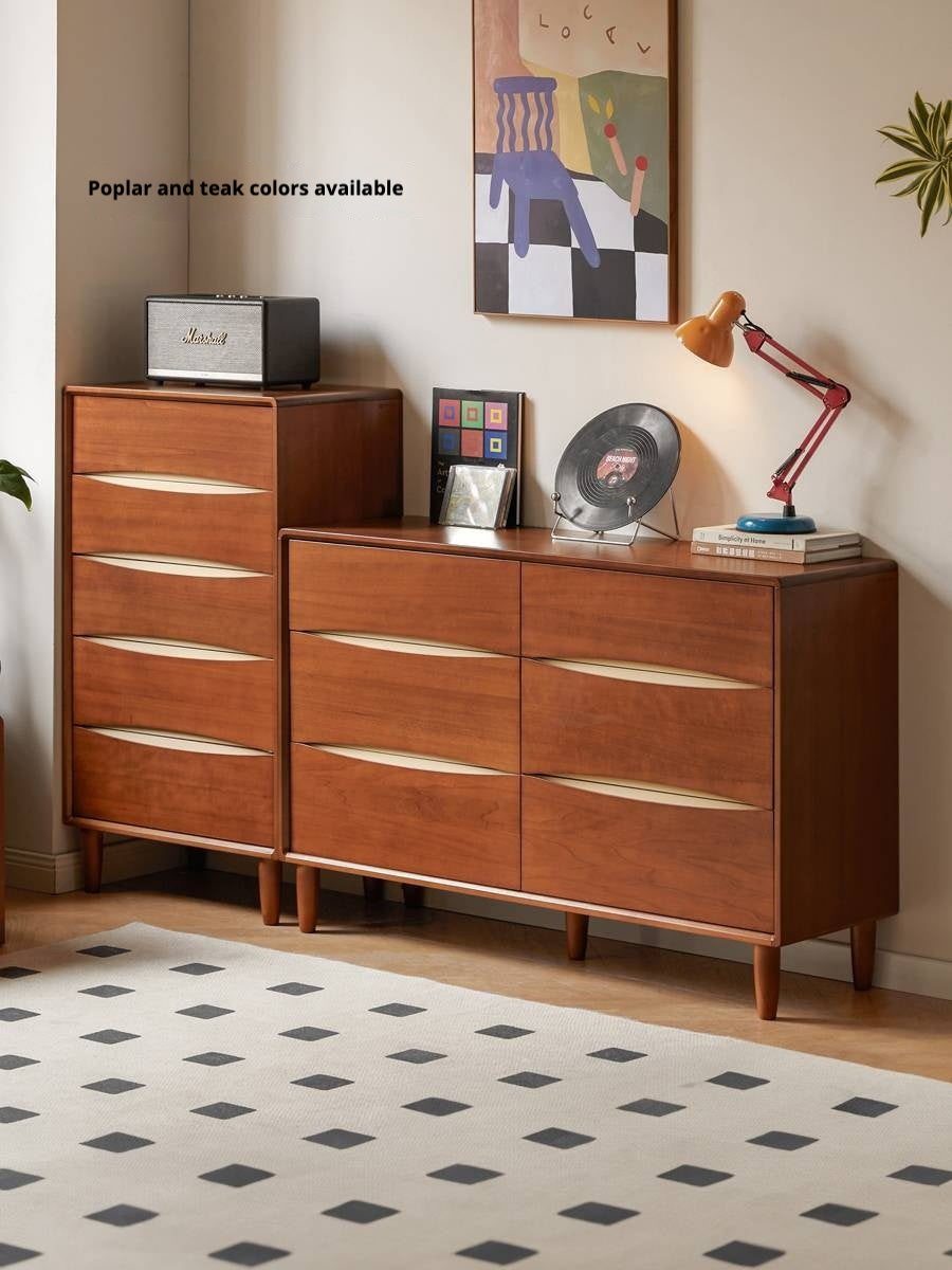 Rubber Solid Wood Modern Drawer Cabinet.