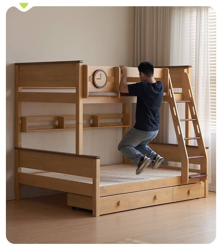 Rubberwood Solid Wood Children's Bunk Bed