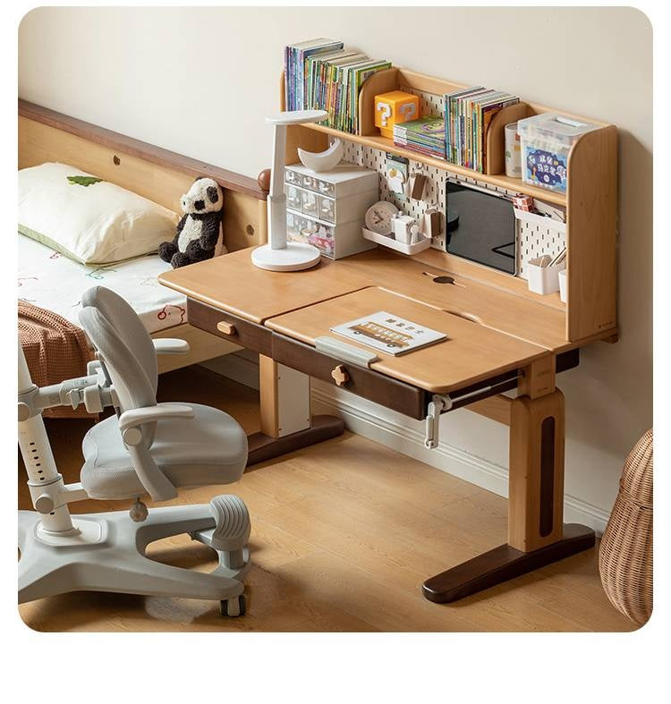 Beech Solid Wood Adjustable Height-Adjustable Study Desk