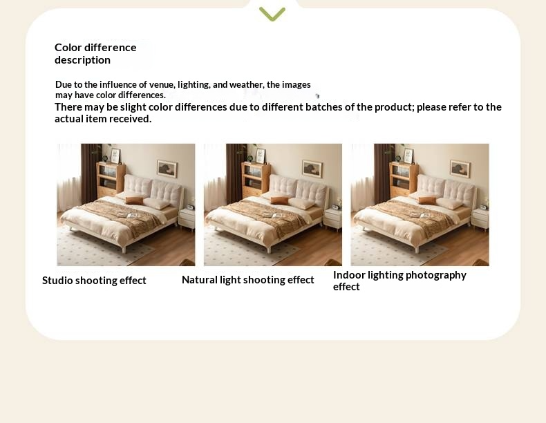 Oak, Rubberwood Solid Bed with Cream Finish — Casual Bedside with Soft Bag Backrest and White Soft Back