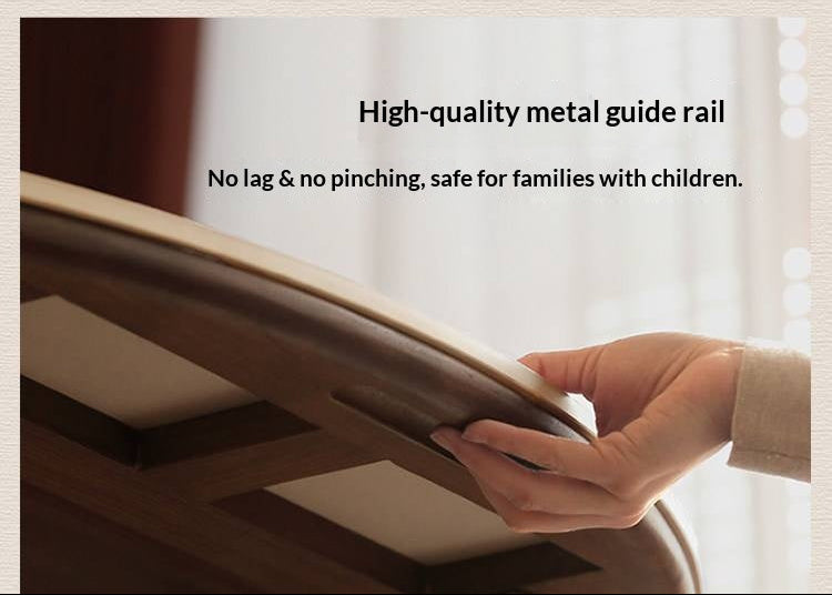 Black Walnut Solid Wood Folding Dining Table with Rock Plate Round Top