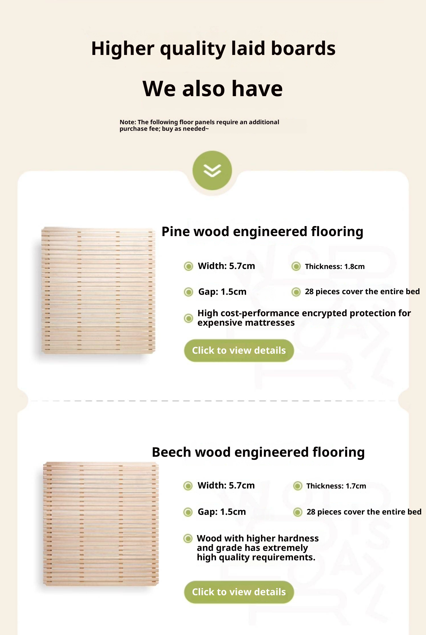 Rubberwood Solid Wood Bed, French Cream Style