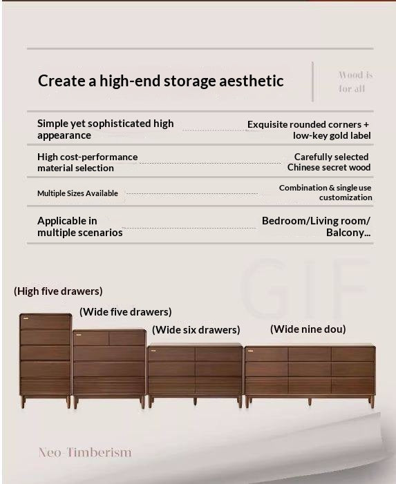 Catalpa Solid Wood Modern Chest of Drawers
