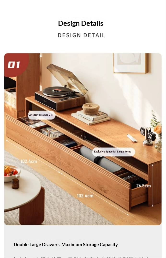 Cherry Solid Wood Floor TV Cabinet