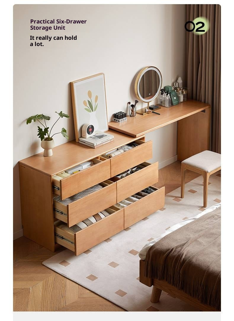 Poplar Solid Wood Modern Minimalist Rotatable Dressing Table