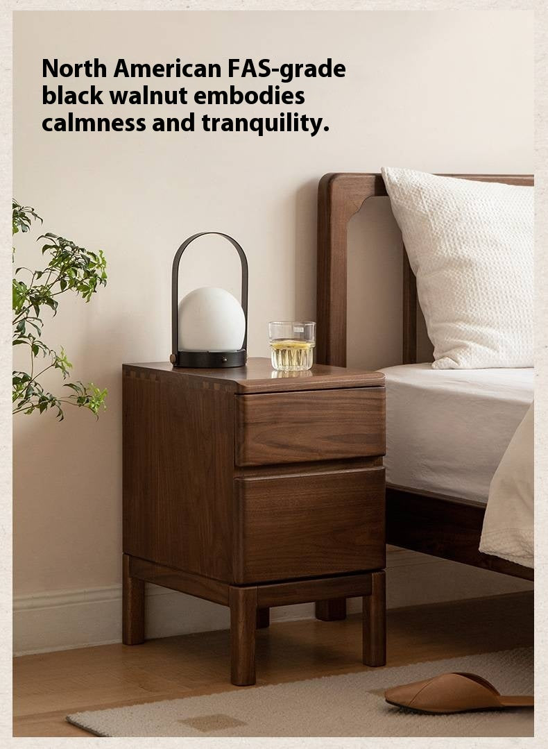 Black Walnut, Ash Solid Wood Storage Nightstand