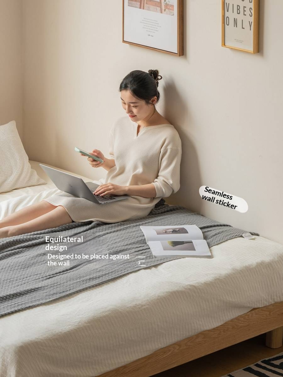 Oak Solid Wood Platform Bed, Headboard-Free Bed