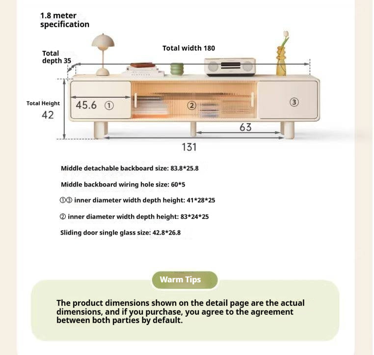 Solid RubberWood Storage White TV Cabinet.