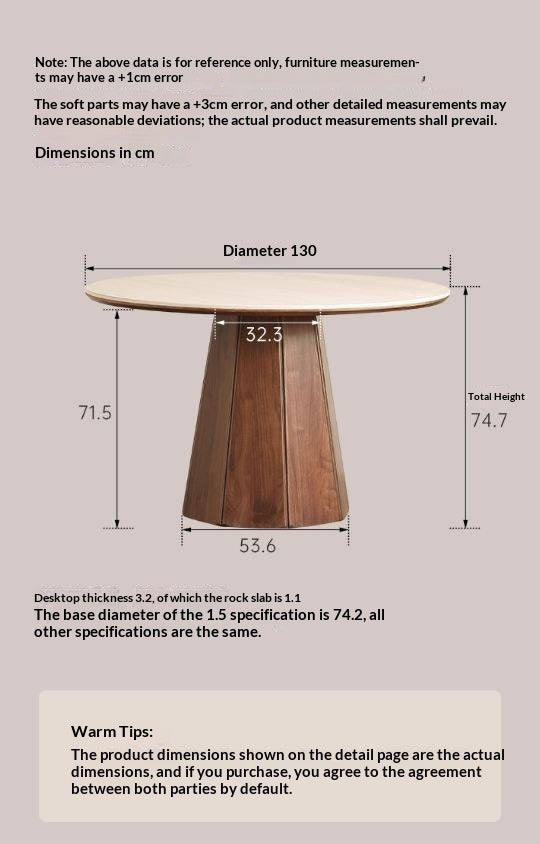 Black Walnut Solid Wood Round Slab Dining Table