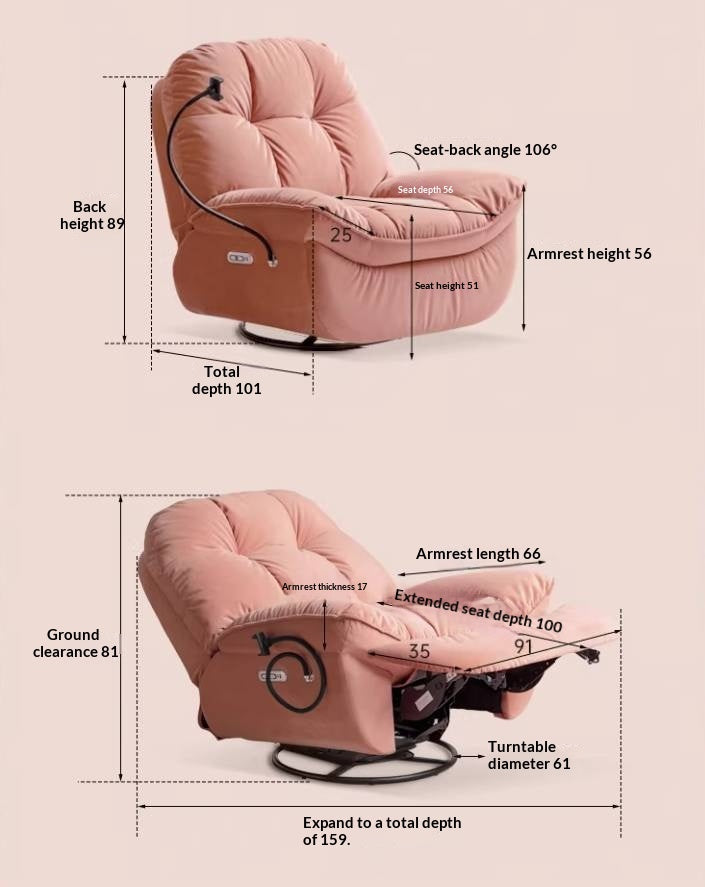 French Vintage Electric Recliner Chair with Cat-Scratch Resistant Fabric