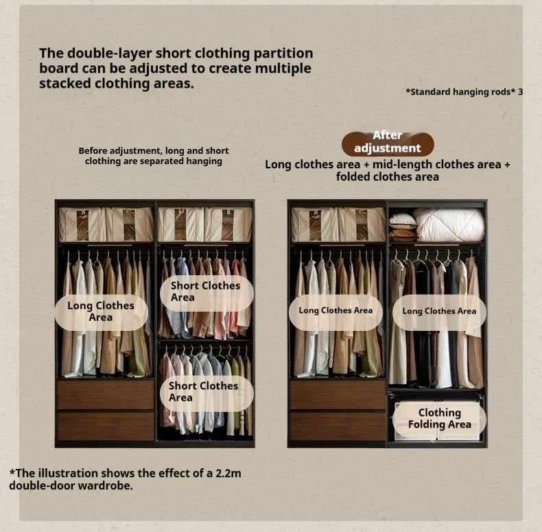 Black Walnut Solid Wood Wardrobe French Retro Style