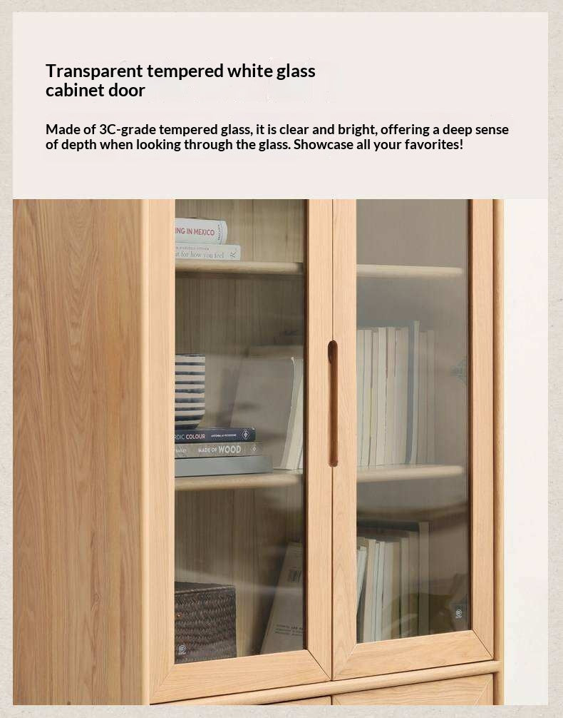 Ash Solid Wood Floor-Standing Bookcase Whole Wall Free Combination Bookshelf