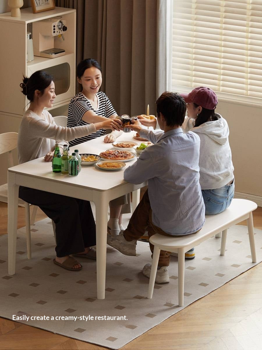 Solid Rubberwood French Cream Style  Long Bench