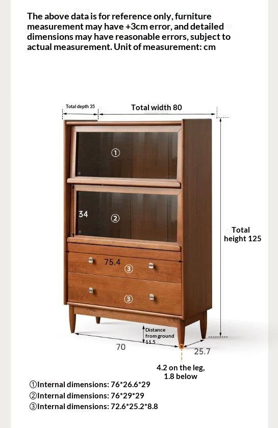 Poplar Solid Wood French Retro Side Cabinet