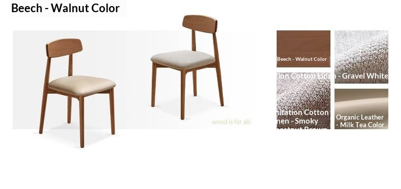 4 pcs set - Black Walnut, White Ash, Ach, Oak, Cherry, Solid RubberWood Dining Chair