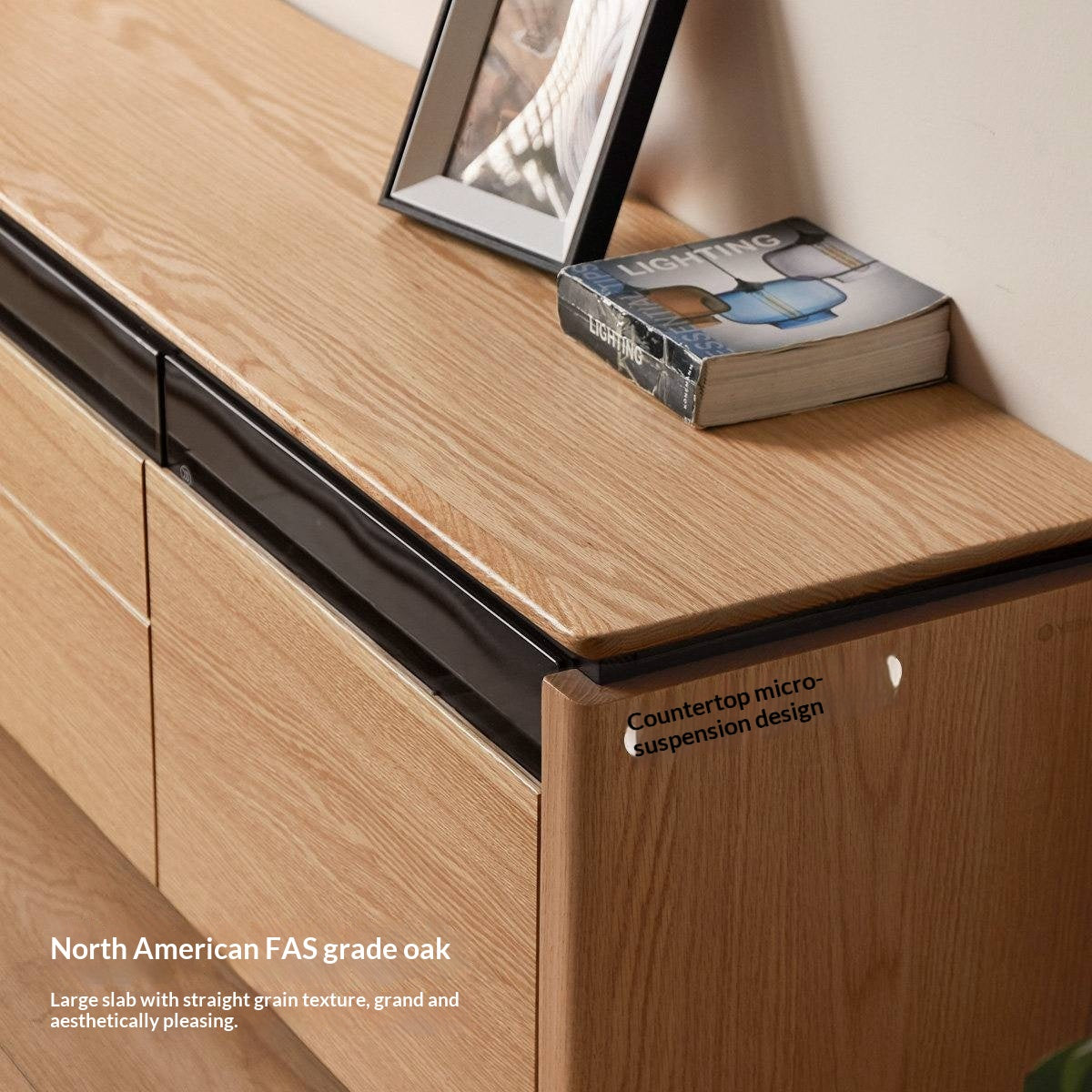 Oak Solid Wood TV Stand with Modern Minimalist Storage Design