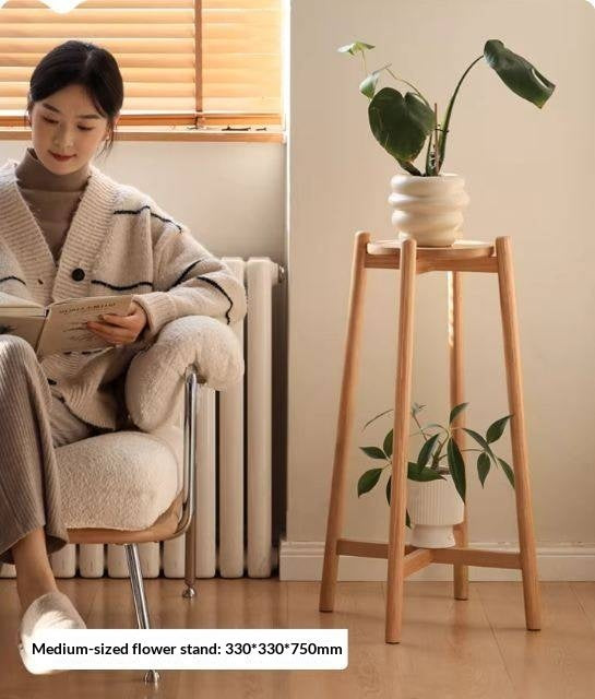 Oak Solid Wood Flower Rack Storage Rack