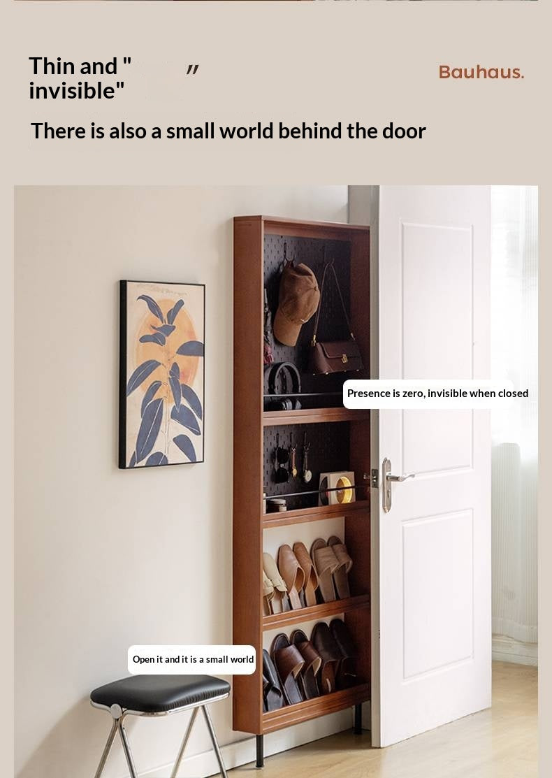 Solid Rubberwood Vintage Style Ultra-Thin Bookshelf